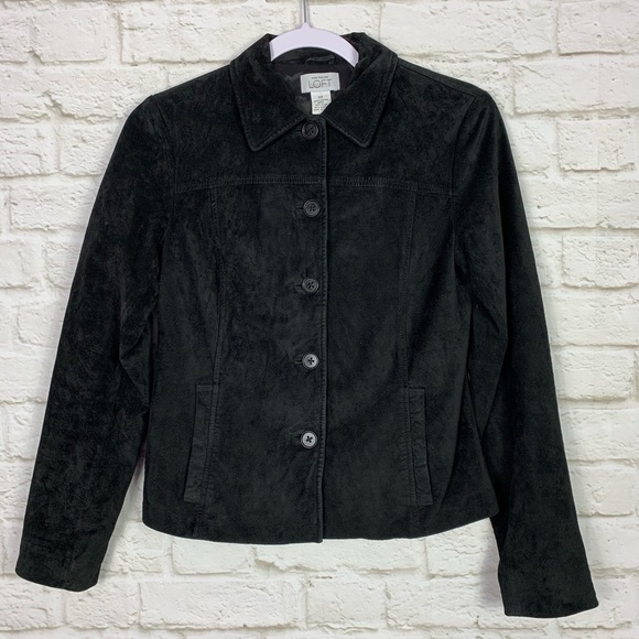 LOFT Jackets & Blazers - Loft Ann Taylor Black Leather Suede Button Jacket